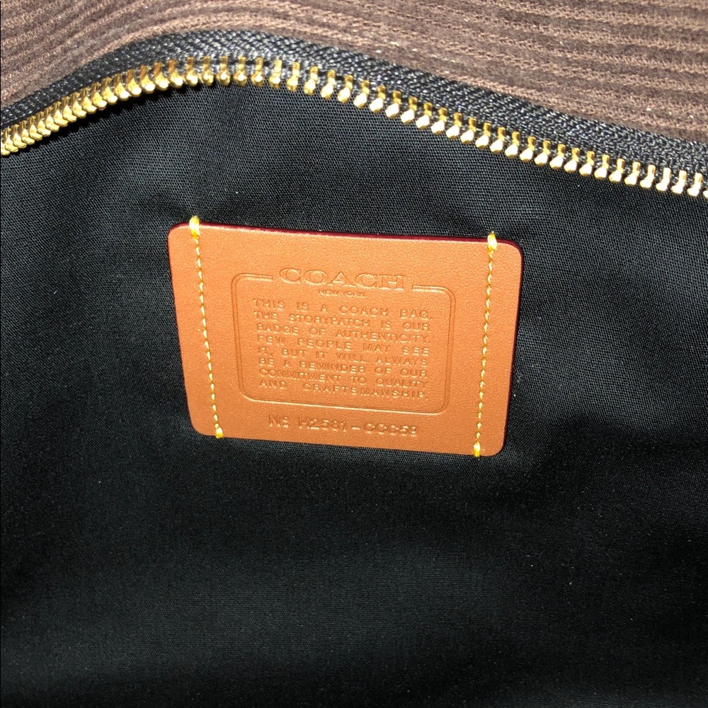 NWT-Coach-Repurposed Corduroy-Cargo Tote Bag-Maple Color-Patchwork Designs - Picture 11 of 16